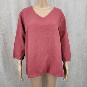Match Point Limen Women's V-Neck Top  Rose Blouse Tunic